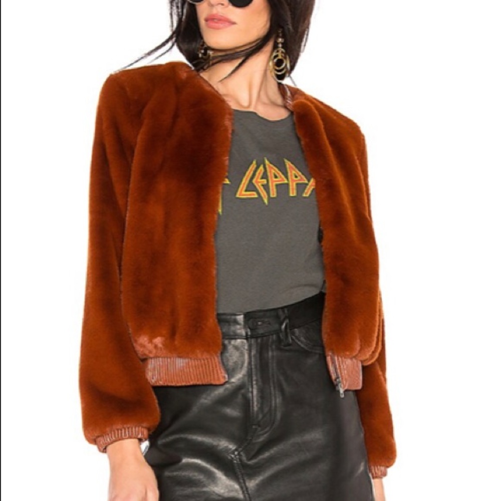 ASTR the Label. Frankie faux fur & leather bomber jacket.